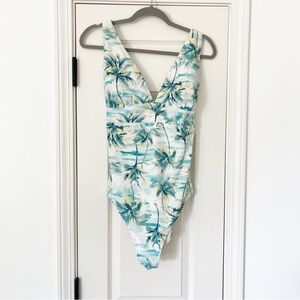 Old Navy Tropical Palm Trees V Neck One Piece Swimsuit XL
